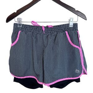 RBX Performance Shorts Activewear Lined Pockets Black Pink White Womens Sz M